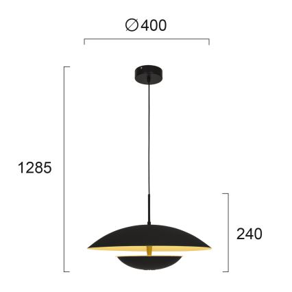 LED luster na lanku MONICA LED/16W/230V čierna/zlatá