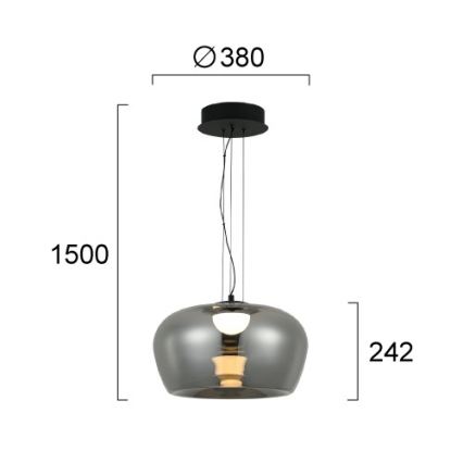LED luster na lanku NADIA LED/20W/230V dymová/čierna