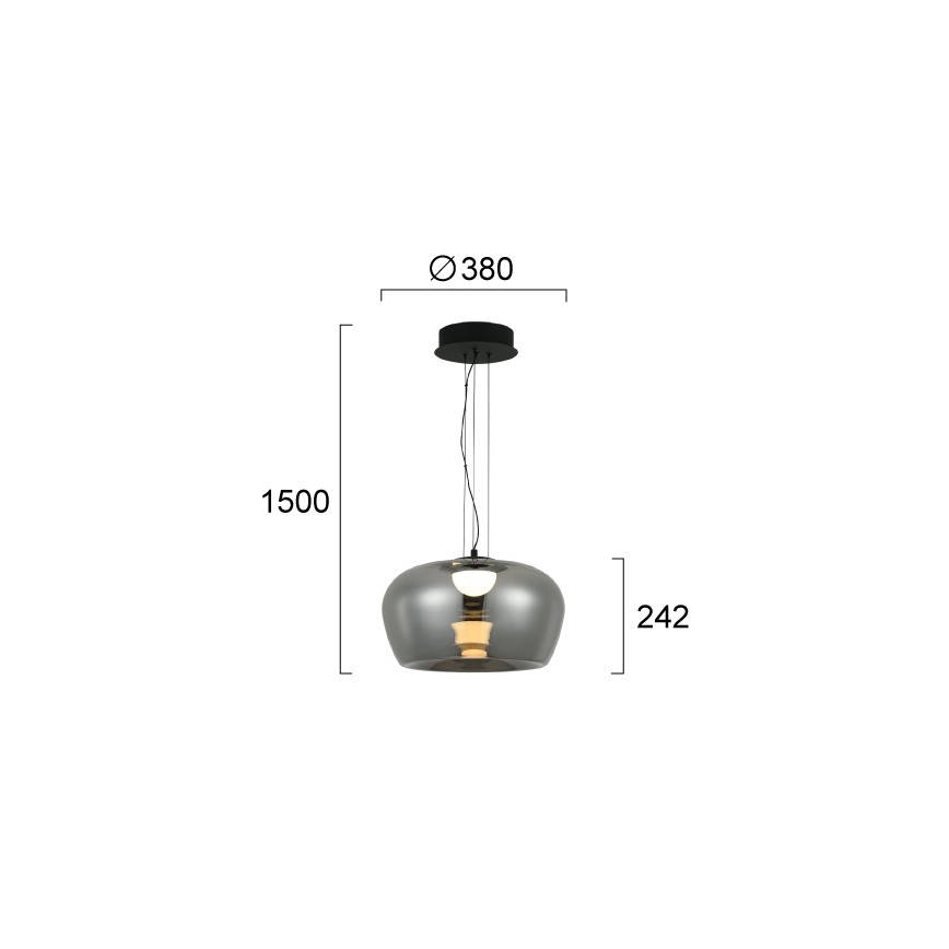 LED luster na lanku NADIA LED/20W/230V dymová/čierna