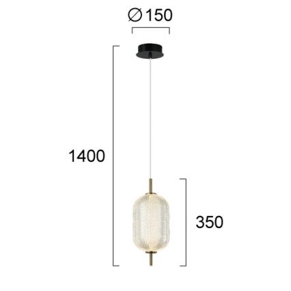 LED luster na lanku PELLUCID LED/11W/230V zlatá/priehľadná
