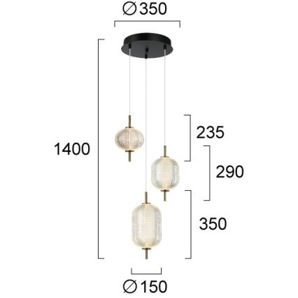 LED luster na lanku PELLUCID LED/20W/230V bronzová/čierna