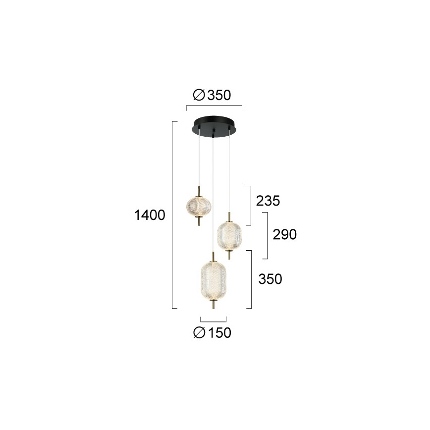 LED luster na lanku PELLUCID LED/20W/230V bronzová/čierna