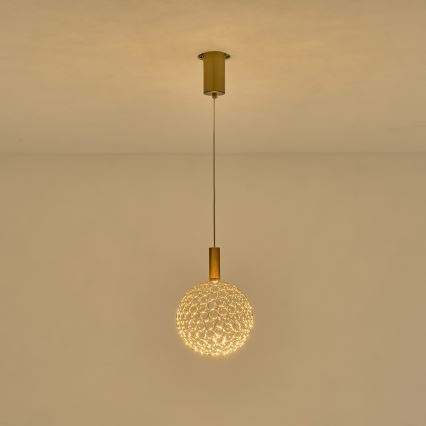 LED Luster na lanku PERFORATO LED/6,3W/230V 3000K zlatá pr. 20 cm