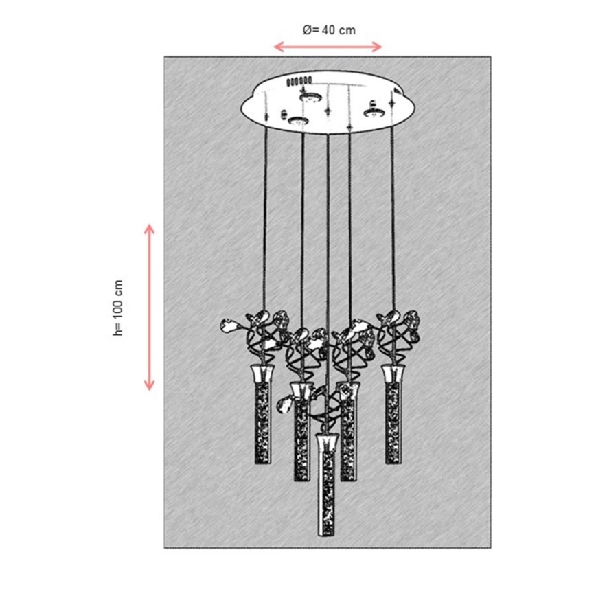 LED Luster na lanku PIGEON 5xLED/6W/230V 6500K lesklý chróm