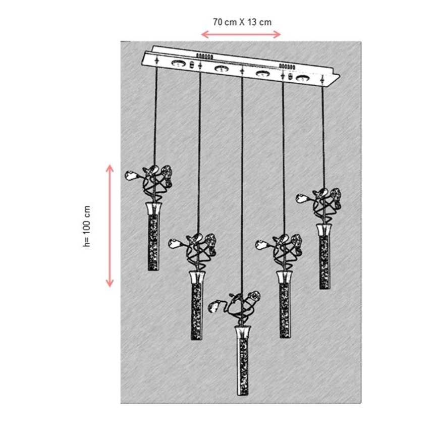 LED luster na lanku PIGEON 5xLED/6W/230V 6500K lesklý chróm