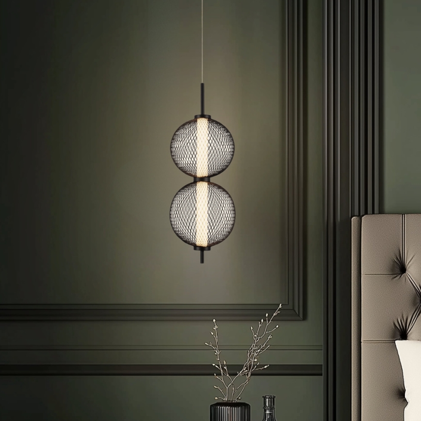 LED luster na lanku PUMA LED/10W/230V priemer 14 cm čierny