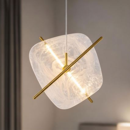 LED luster na lanku RELAX LED/15W/230V zlatá/biela