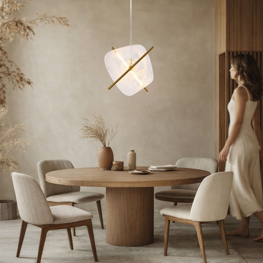 LED luster na lanku RELAX LED/15W/230V zlatá/biela