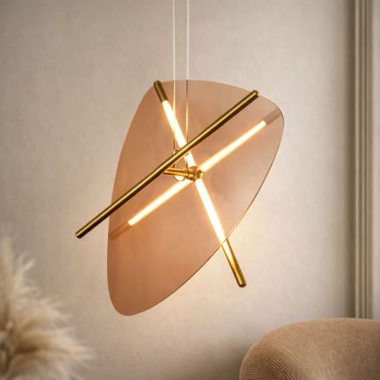 LED Luster na lanku RELAX LED/15W/230V zlatá/dýmová hnedá