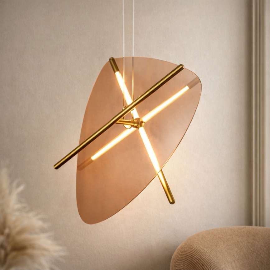 LED Luster na lanku RELAX LED/15W/230V zlatá/dýmová hnedá