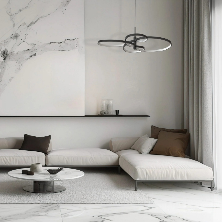 LED luster na lanku RIBBON LED/37W/230V 4000K čierna