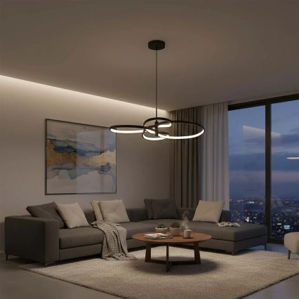 LED luster na lanku RIBBON LED/37W/230V 4000K čierna