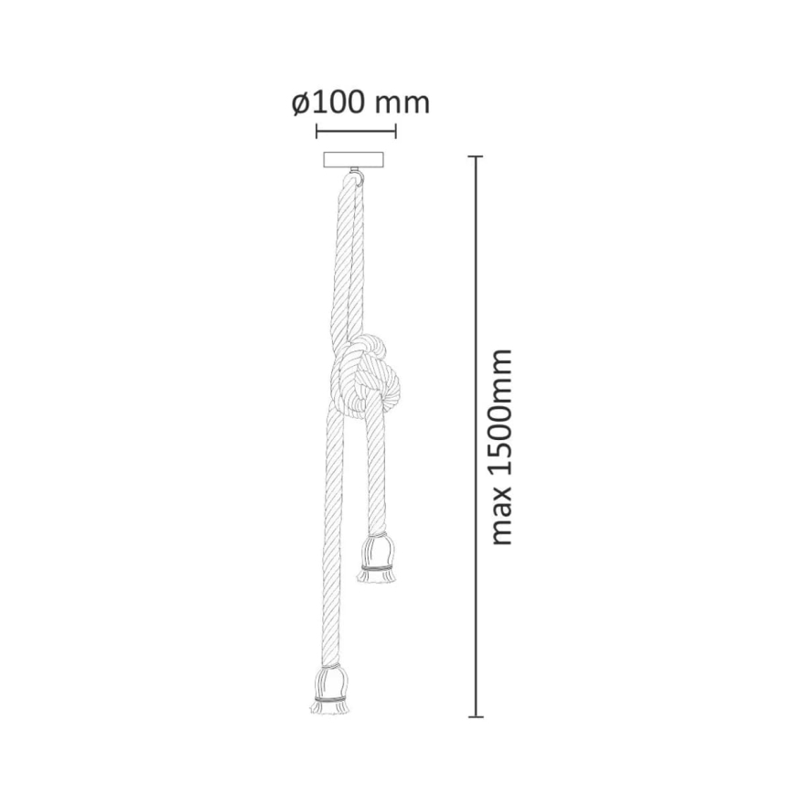 LED Luster na lanku ROPE 2xE27/10W/230V