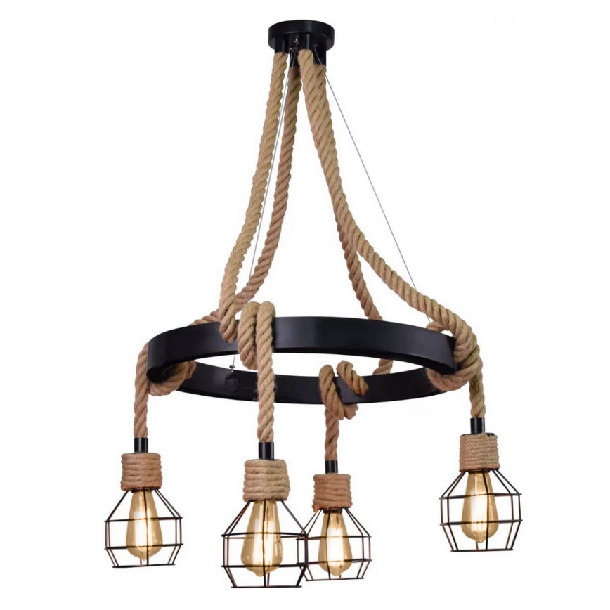 LED Luster na lanku ROPE ALEGRA 4xE27/10W/230V