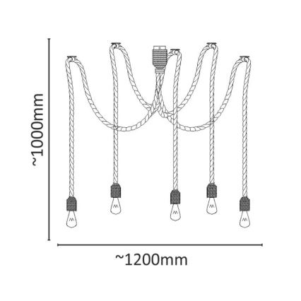 LED Luster na lanku ROPE CASA 5xE27/10W/230V pavúk