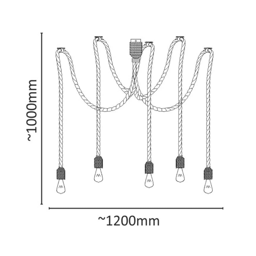 LED Luster na lanku ROPE CASA 5xE27/10W/230V pavúk
