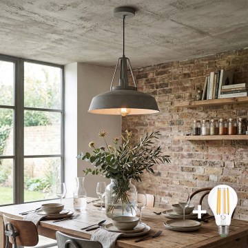 LED luster na lanku RYAN 1xE27/60W/230V sivý