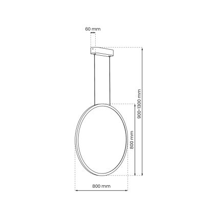 LED luster na lanku SATURNO LED/46W/230V pr. 80 cm IP44 čierny