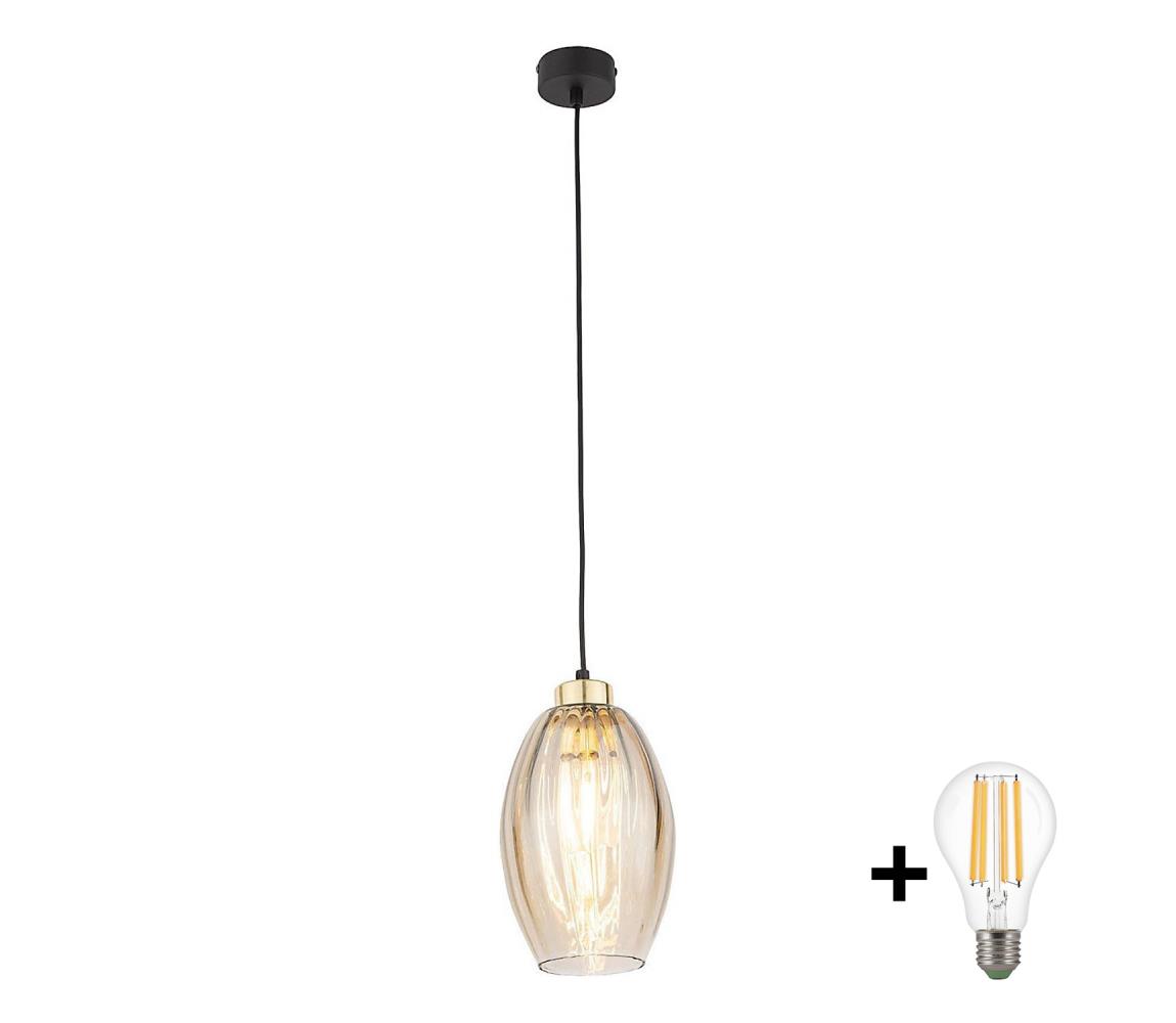 LED luster na lanku SEBO 1xE27/15W/230V čierna/dymová béžová 4633