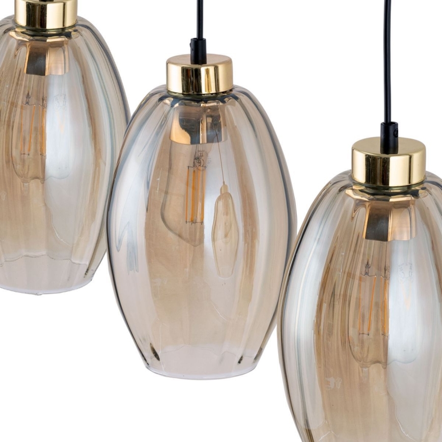 LED luster na lanku SEBO 1xE27/15W/230V čierna/dymová béžová