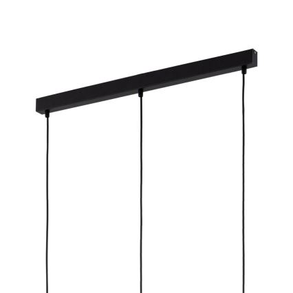 LED luster na lanku SEBO 3xE27/15W/230V čierna/dymovo-béžová