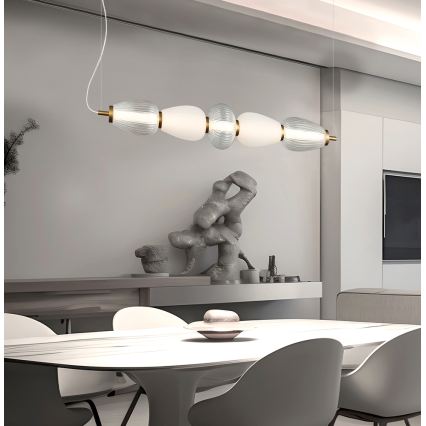 LED luster na lanku SHINY LED/23W/230V biela/zlatá