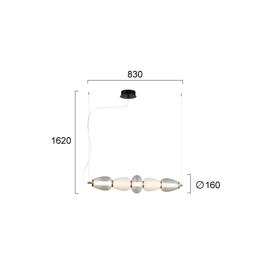 LED luster na lanku SHINY LED/23W/230V biela/zlatá
