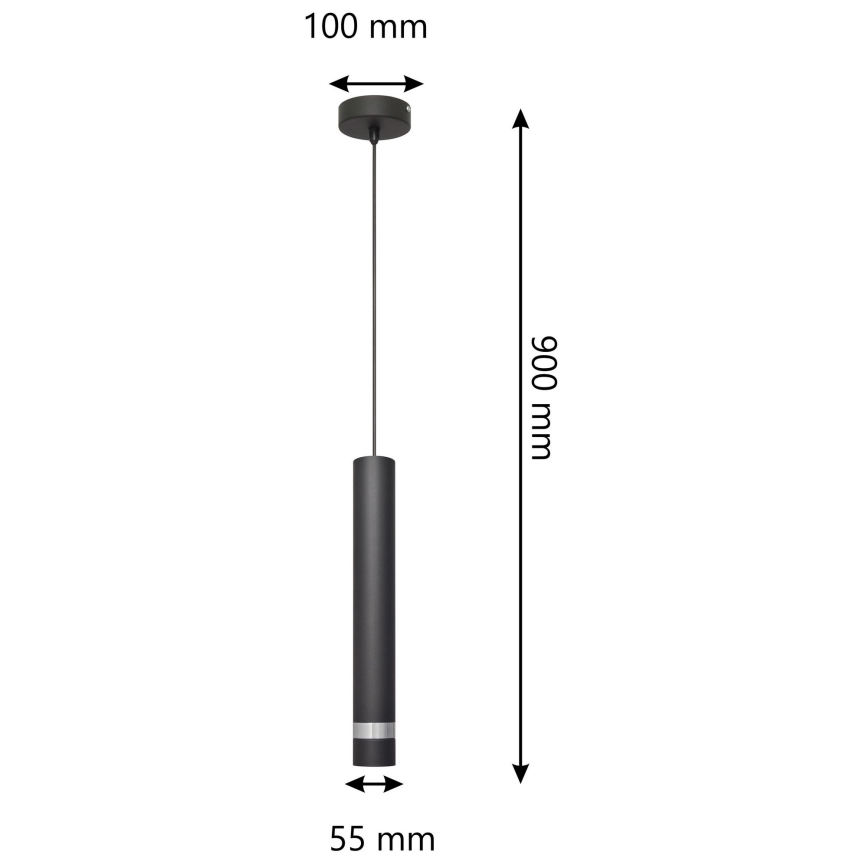LED Luster na lanku TUBA 1xGU10/4,8W/230V čierna/lesklý chróm
