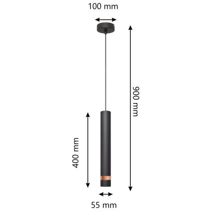 LED Luster na lanku TUBA 1xGU10/4,8W/230V čierna/medená