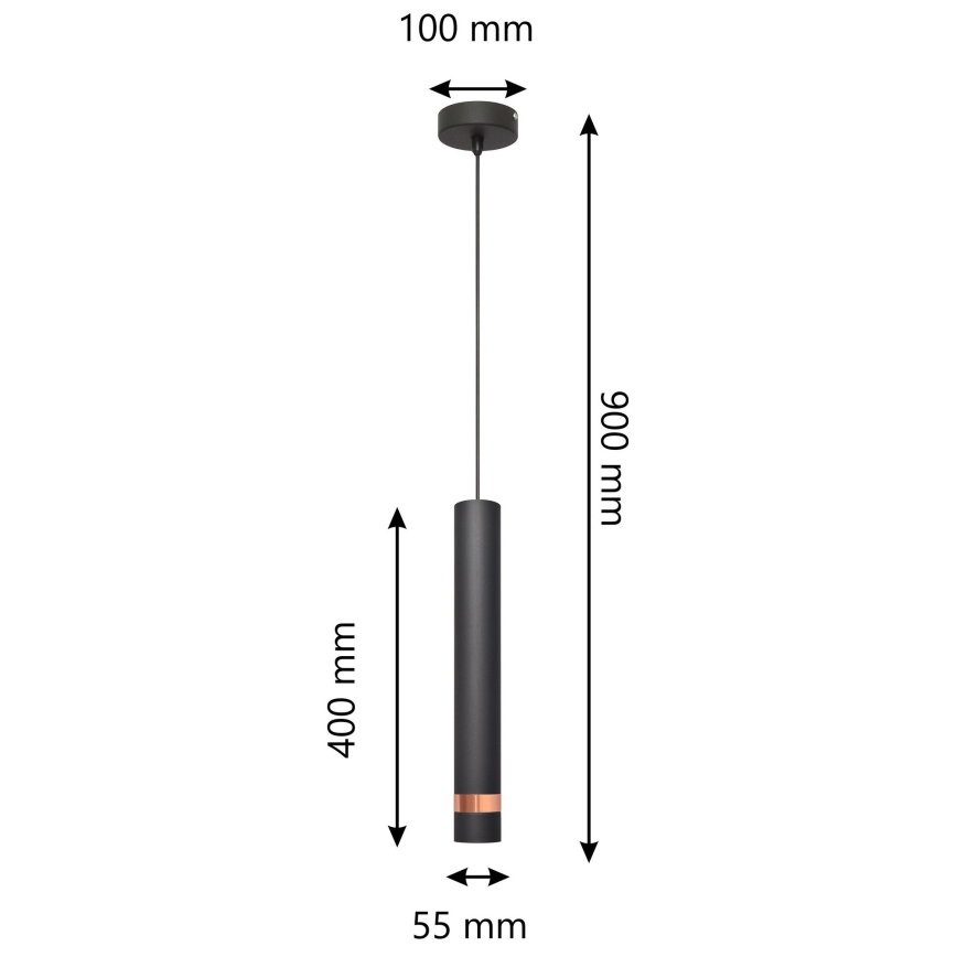 LED Luster na lanku TUBA 1xGU10/4,8W/230V čierna/medená
