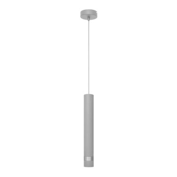 LED Luster na lanku TUBA 1xGU10/4,8W/230V šedá/lesklý chróm