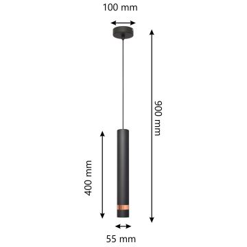 LED Luster na lanku TUBA 1xGU10/6,5W/230V čierna/medená