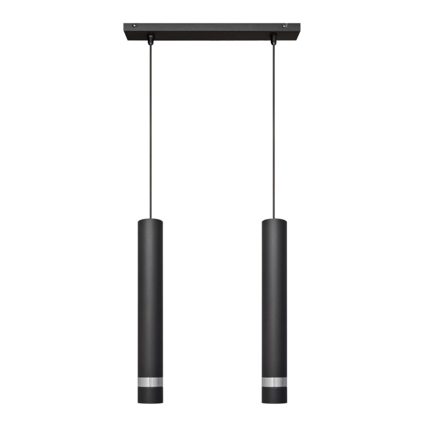 LED Luster na lanku TUBA 2xGU10/4,8W/230V čierna/lesklý chróm