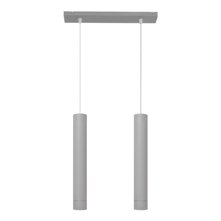 LED Luster na lanku TUBA 2xGU10/4,8W/230V šedá
