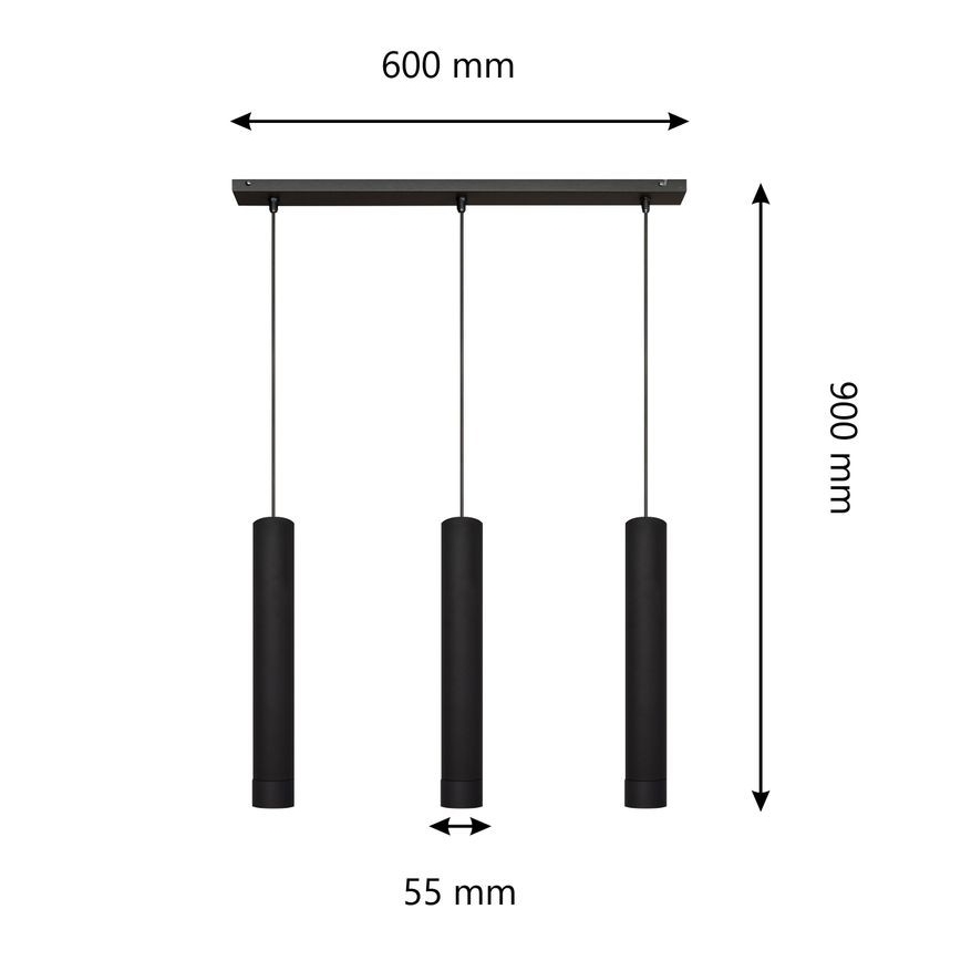 LED Luster na lanku TUBA 3xGU10/4,8W/230V čierna