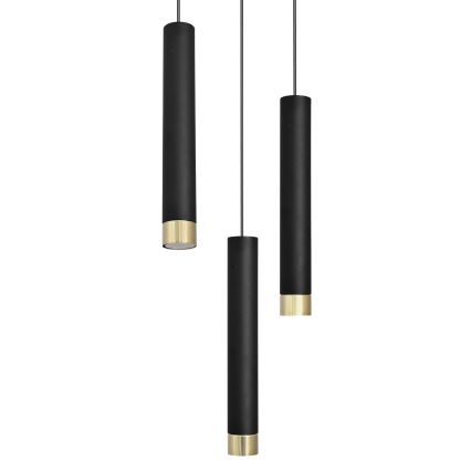 LED Luster na lanku TUBA 3xGU10/6,5W/230V čierna/zlatá