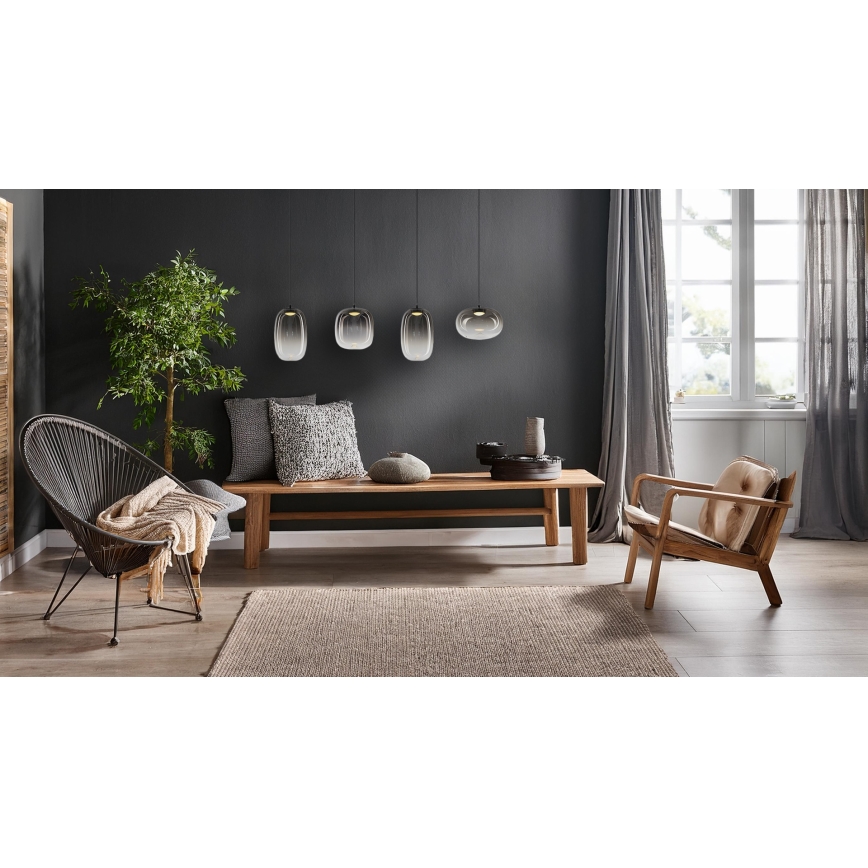 LED Luster na lanku VASO LED/15W/230V čierna/dymová