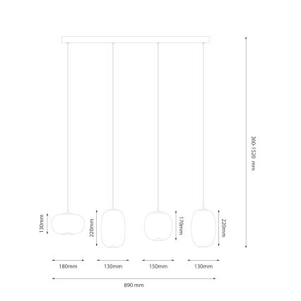 LED Luster na lanku VASO LED/15W/230V čierna/dymová