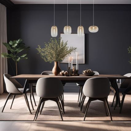 LED Luster na lanku VASO LED/15W/230V zlatá/dymová