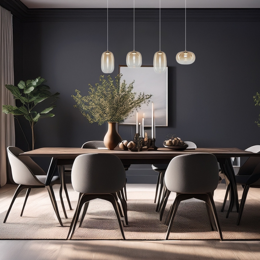 LED Luster na lanku VASO LED/15W/230V zlatá/dymová