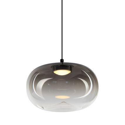 LED Luster na lanku VASO LED/4W/230V pr. 18 cm čierna/dymová