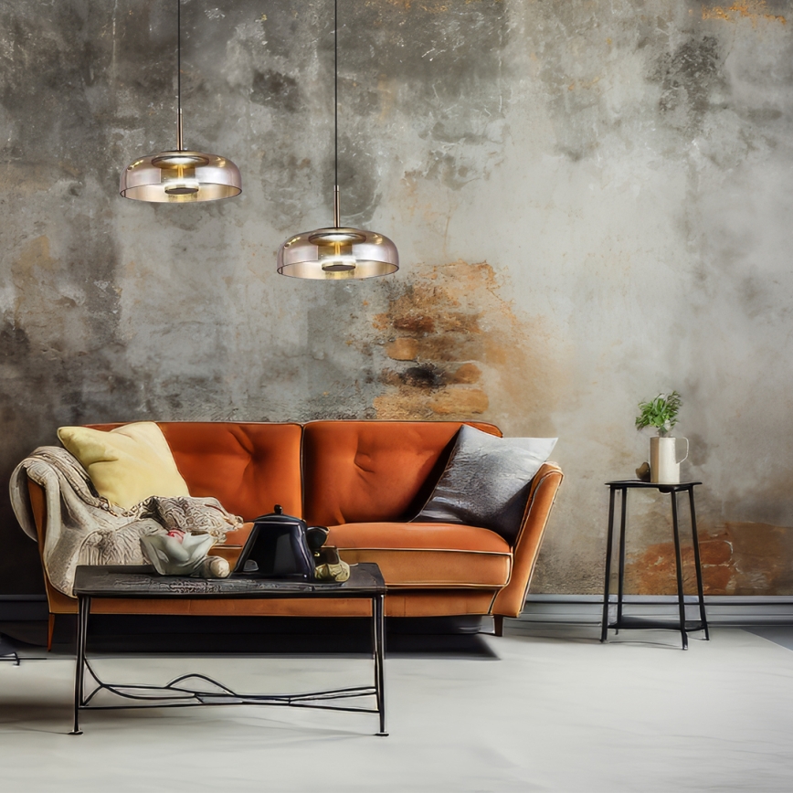 LED Luster na lanku VETRO LED/6W/230V pr. 23 cm béžová/čierna