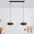 LED Luster na lanku VOLTA 2xE27/15W/230V čierna/zlatá