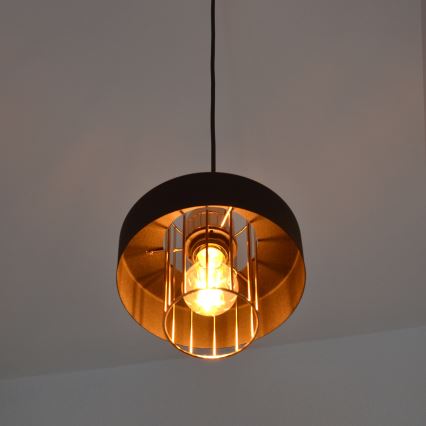 LED Luster na lanku VOLTA 2xE27/15W/230V čierna/zlatá