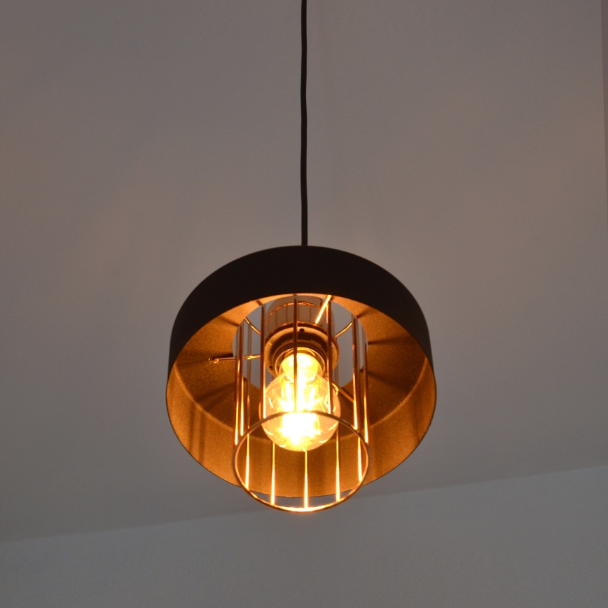 LED Luster na lanku VOLTA 2xE27/15W/230V čierna/zlatá