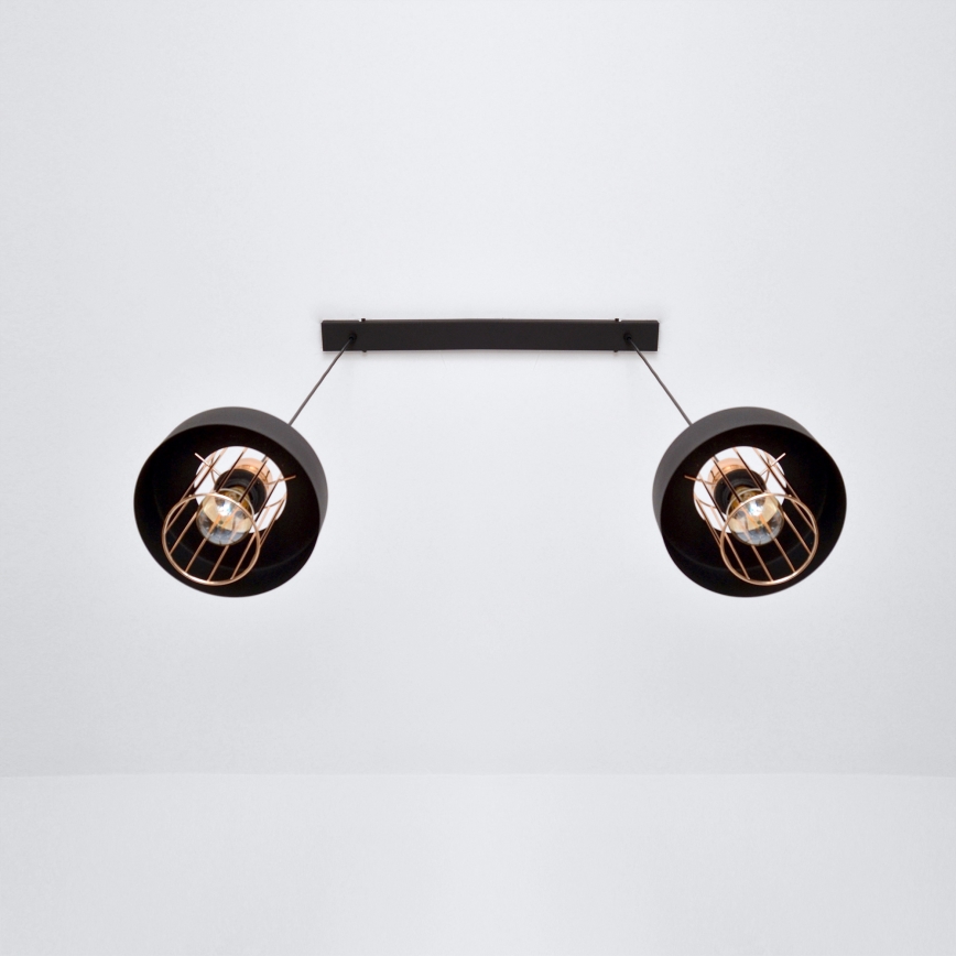 LED Luster na lanku VOLTA 2xE27/15W/230V čierna/zlatá