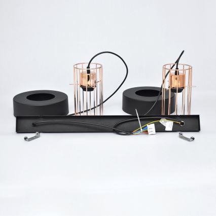 LED Luster na lanku VOLTA 2xE27/15W/230V čierna/zlatá