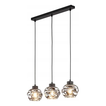 LED luster na lanku ZULIA 3xE27/15W/230V čierna/dymovo čierna