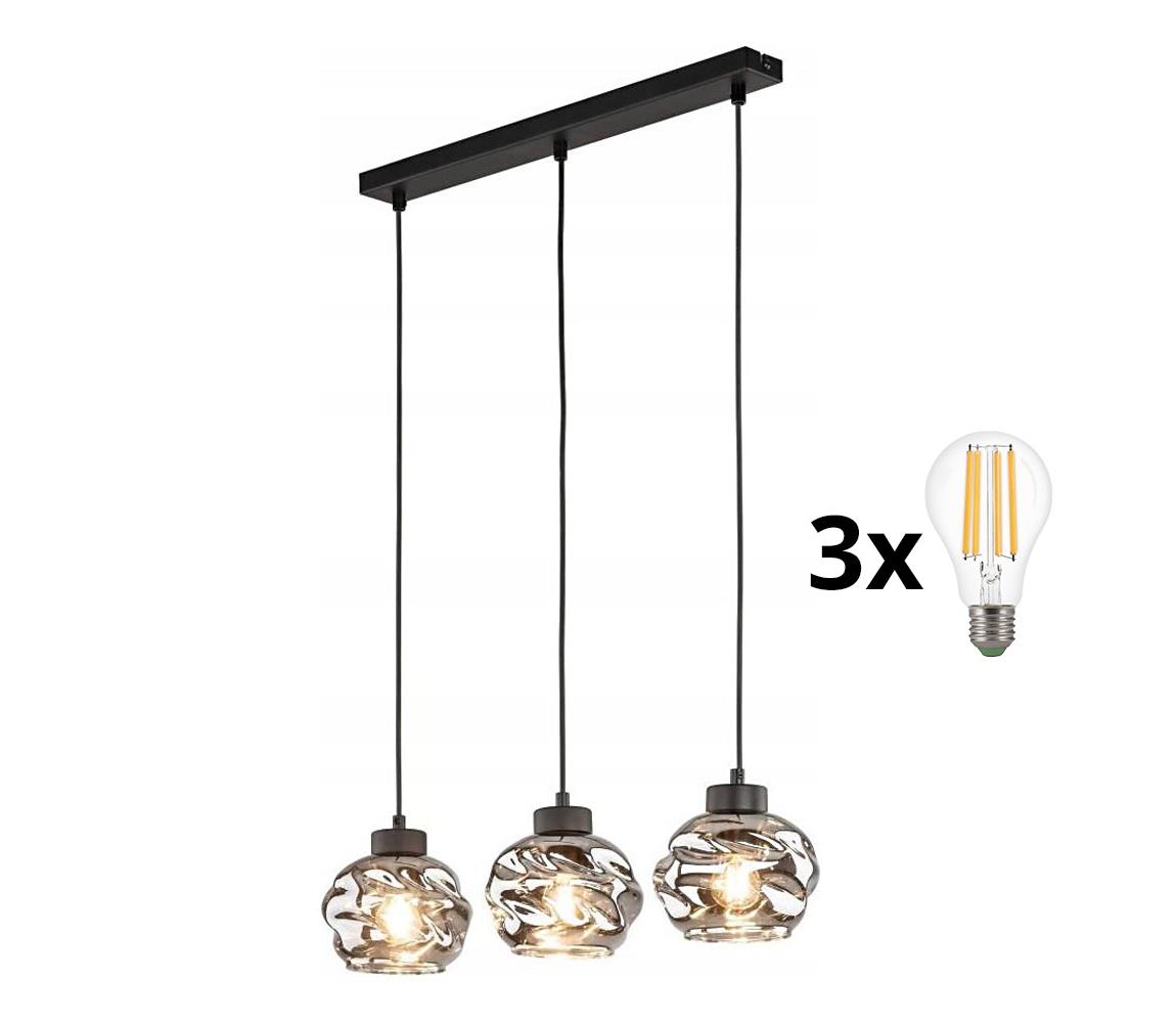LED luster na lanku ZULIA 3xE27/15W/230V čierna/dymovo čierna 5725
