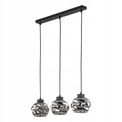 LED luster na lanku ZULIA 3xE27/15W/230V čierna/dymovo čierna